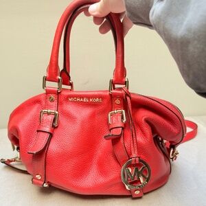 Michael Kors Red Orange Bedford Legacy Bowling Bag Handbag